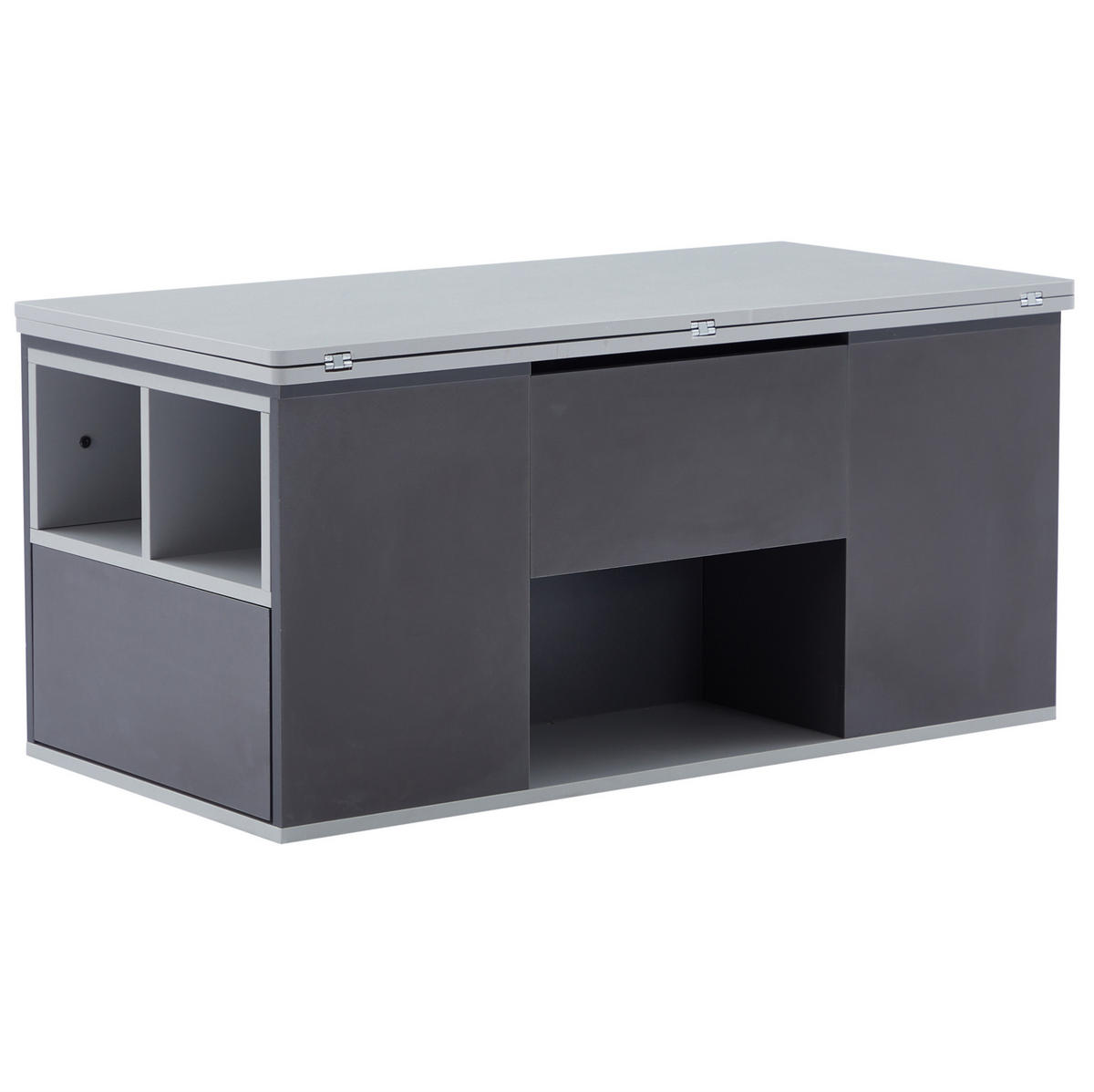 COUCHTISCH höhenverstellbar 100 x 51 x 47 cm Spanplatte Grau - Grau, Holzwerkstoff (100/51/47cm) - Meubliv