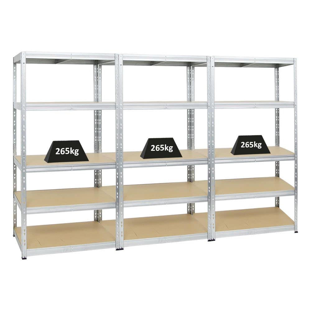 SCHWERLASTREGAL Tiger 3er-Set mit 3x 180x90x60 cm Fachlast 265 kg Verzinkt - Silberfarben, Metall (270/180/60cm) - PROREGAL