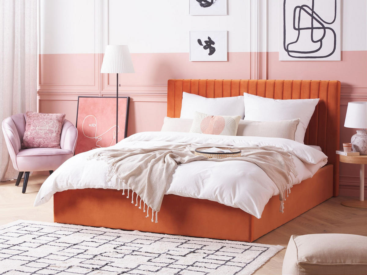 POLSTERBETT 160x200 cm Orange Vion - Orange, Textil (160/200cm) - Beliani