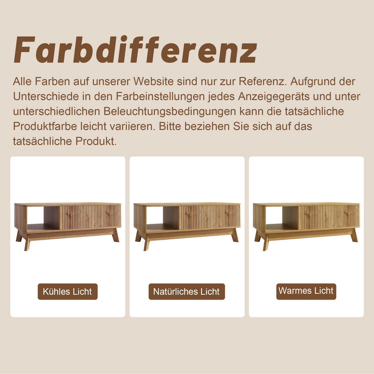 COUCHTISCH holzoptik & 3d-wellen-design mit lift-funktion & verstecktem stauraum - Naturfarben, Holzwerkstoff (48/95/50cm) - Urban Meuble