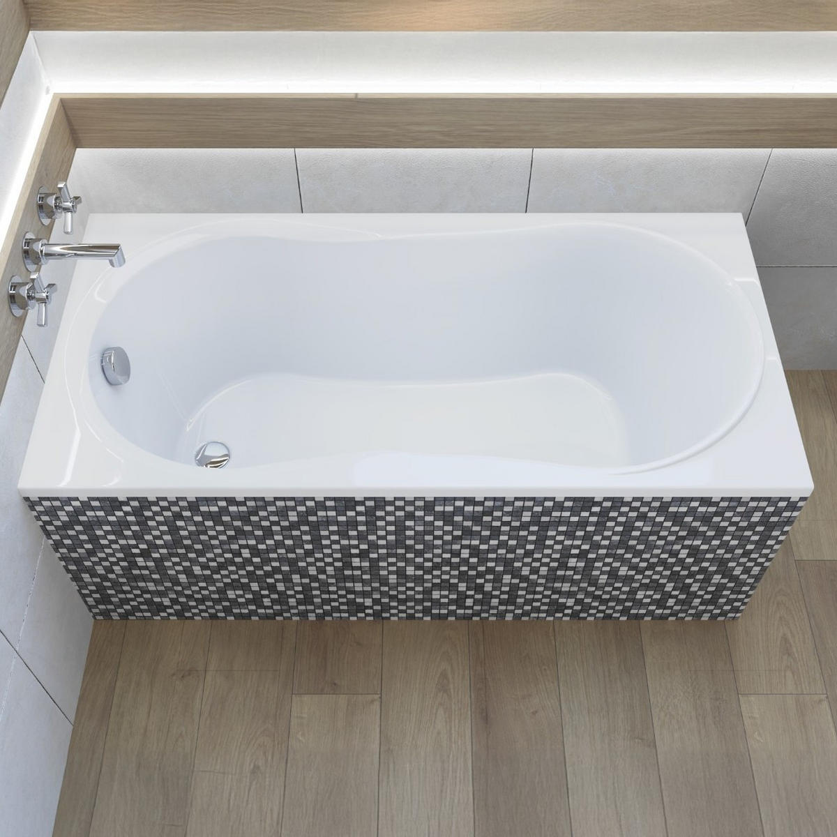 BADEWANNE Rechteck GRACJA 170/70 mit Träger Ablauf Füße - Weiß, Kunststoff (70/56/170cm) - bad land