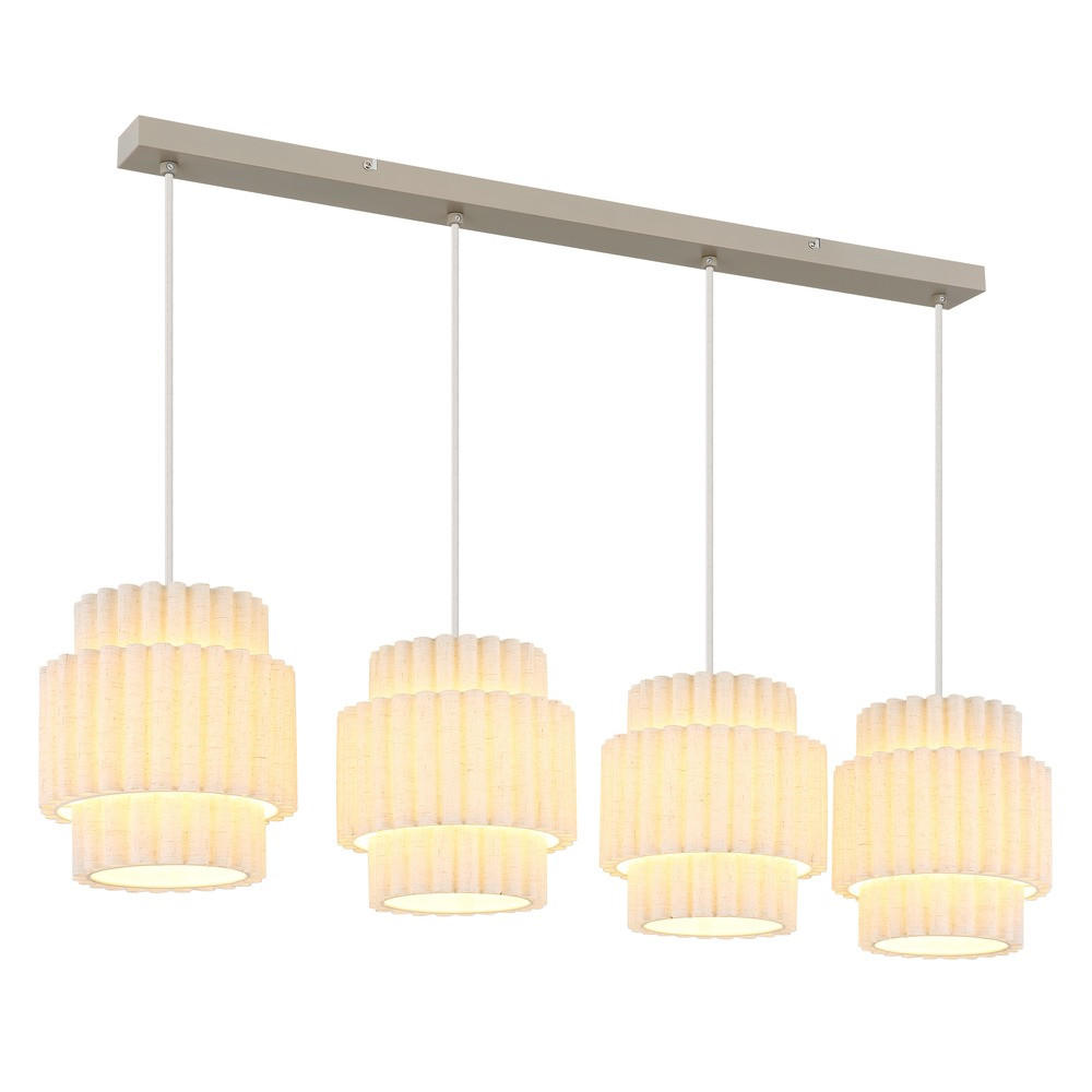 PENDELLEUCHTE CALIRA, Metall, Textil, Beige - Bernsteinfarben, Metall (98/20/150cm) - Globo Lighting