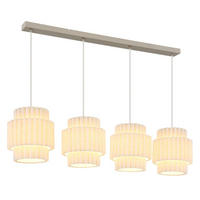 PENDELLEUCHTE CALIRA, Metall, Textil, Beige - Bernsteinfarben, Metall (98/20/150cm) - Globo Lighting