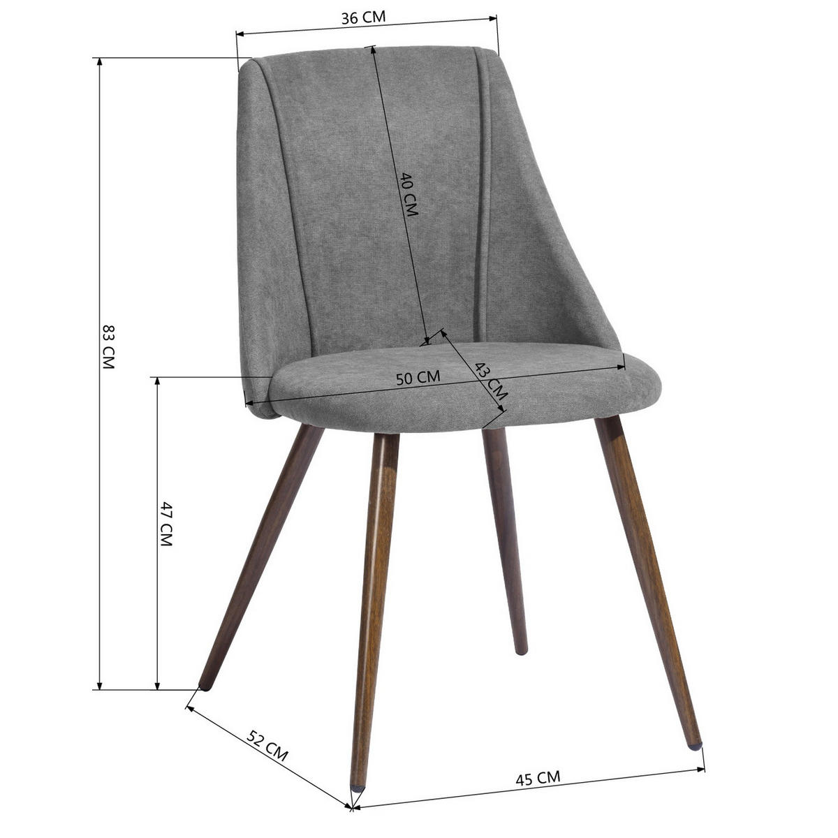 STUHL-SET 2 Stück in Stoff grau - Ahornfarben/Grau, Holzwerkstoff/Textil (56/83/55cm) - Urban Meuble