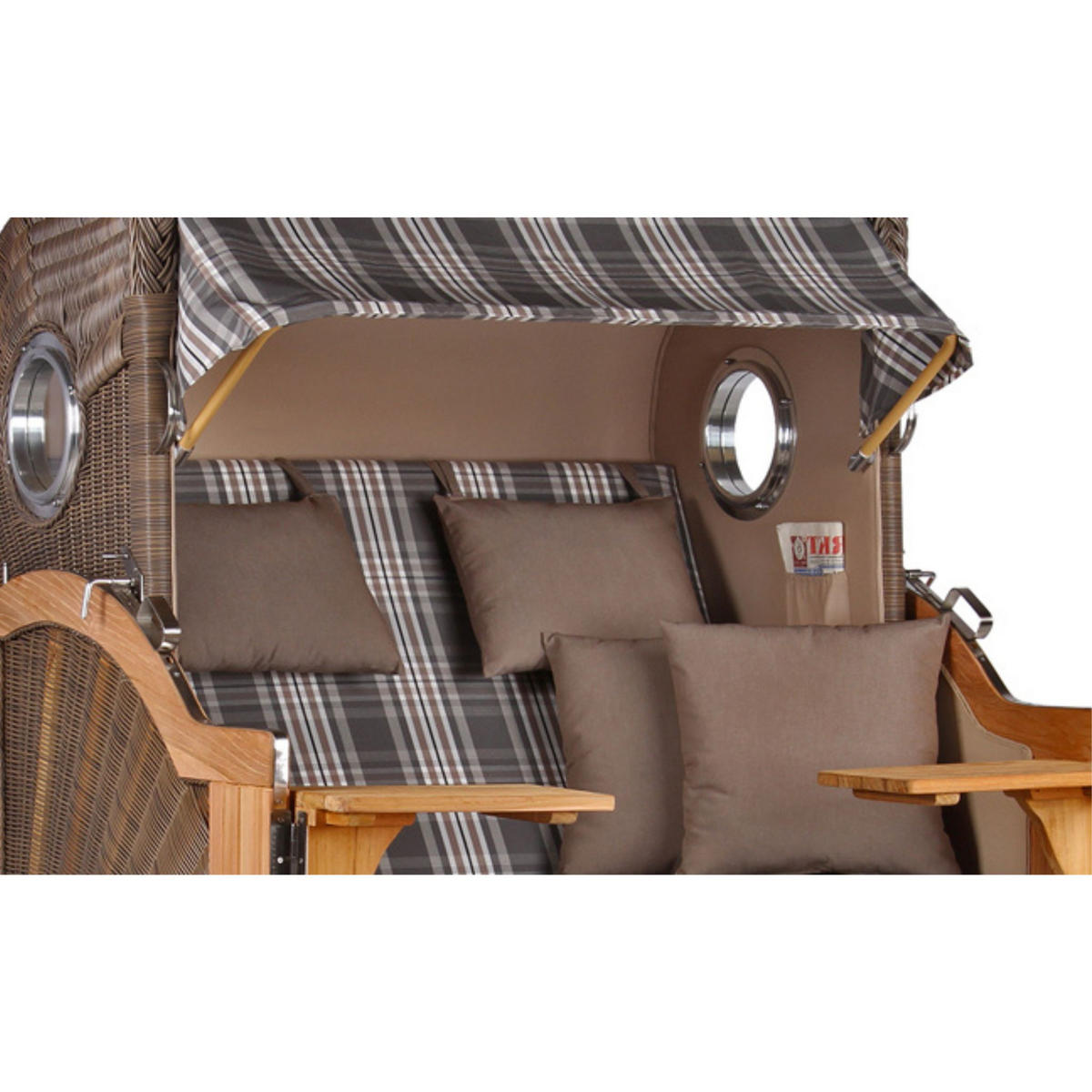 STRANDKORB Baltikum Teak 2,5 Sitzer - Braun/Grau, Holz/Metall (142/170/95cm) - Mr. Deko