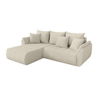 ROHOVÁ SEDAČKA s funkcí spaní, otoman vlevo TOKO-L 277x194x86 béžová bouclé - černá/písková barva, kompozitní dřevo/textil (277/194cm) - ALTDECOR