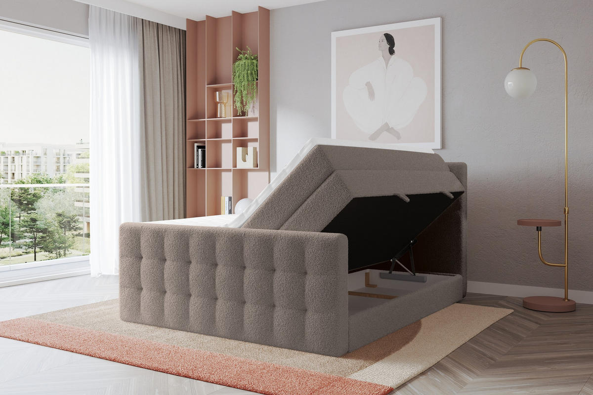BOXSPRINGOVÁ POSTEL s matrací H3/H4 - IGAN-Z KING - 180x200 cm Hnědá - hnědá, kompozitní dřevo (183/200cm) - ALTDECOR
