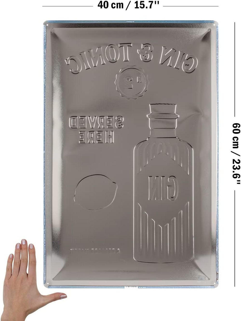 BLECHSCHILD 40/60 cm Open Bar Gin & Tonic Served Here - Multicolor, Metall (40/60/1cm) - Nostalgic-Art