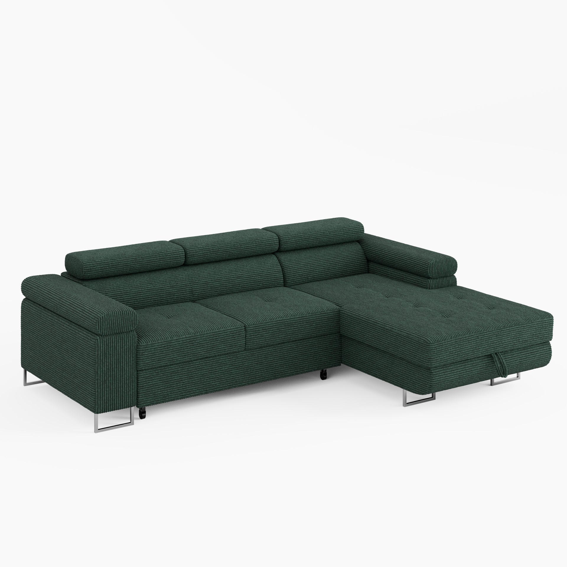 ECKSOFA VEMO MINI Rechts Grün Cord-Stoff Kompakter Komfort für Wohnräume - Grün, Textil (175/235cm) - Barchello