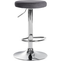 BARHOCKER Pontius Samt chrom dunkelgrau - Chromfarben/Dunkelgrau, Textil/Metall (38.5/81/38.5cm) - TPFLiving