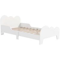 KINDERBETT 70x140 cm DE-14579 mit Sicherheitsbarriere & Wolken-Dekor Weiß - Weiß, Holzwerkstoff (70/140cm) - ComfortXL