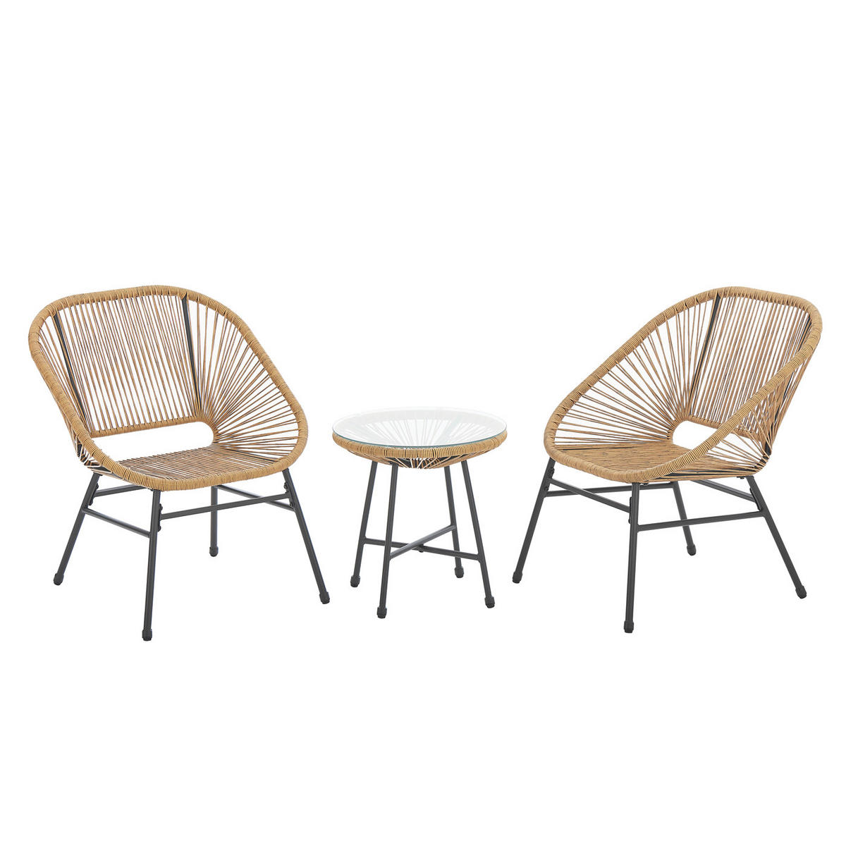 BALKONSET Tulum Natur - Naturfarben, Metall - SVITA