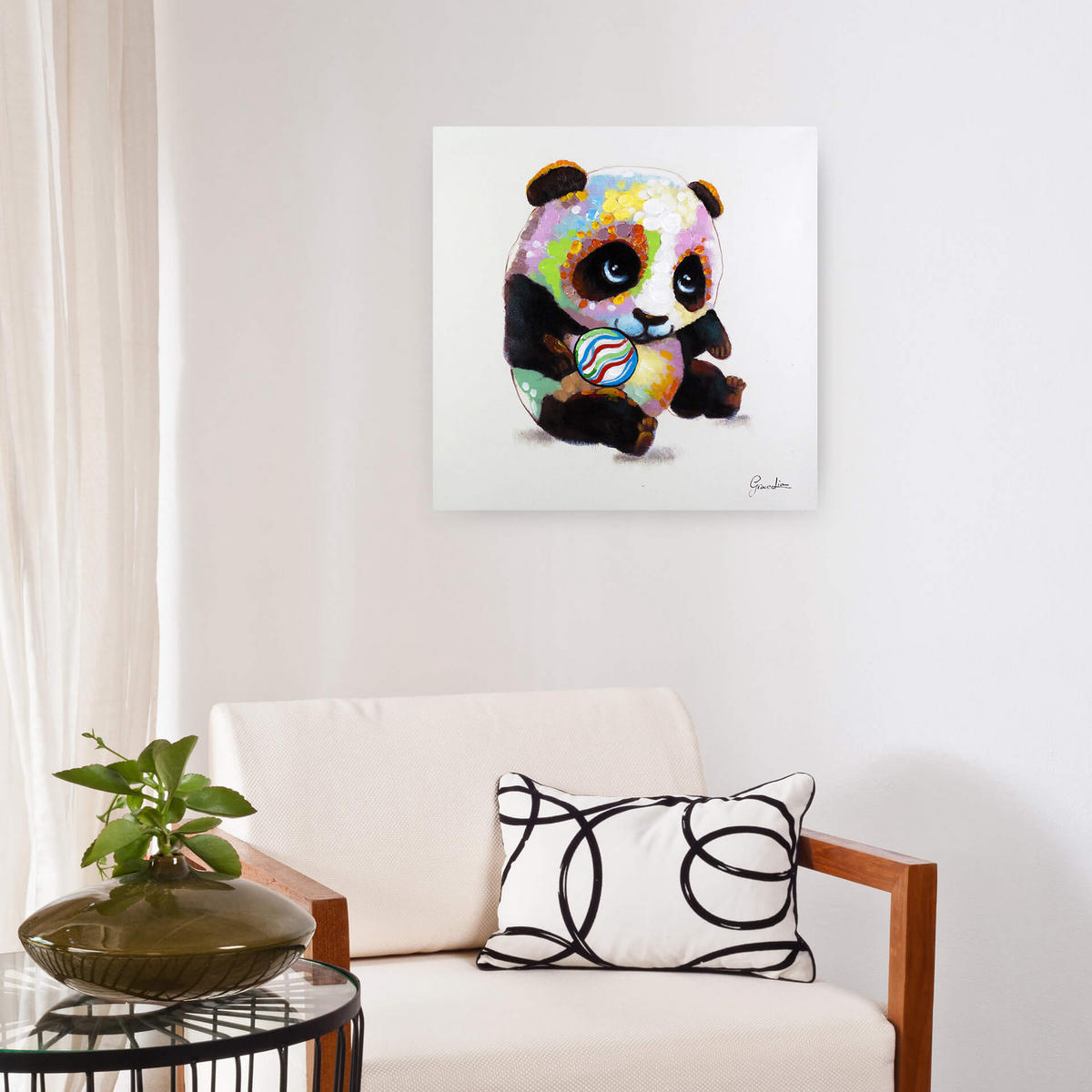 RUČNE MAĽOVANÝ AKRYLOVÝ OBRAZ 60/60 cm, viacfarebný, abstraktný dekoratívny motív - viacfarebná, drevo/textil (60/60cm) - KUNSTLOFT