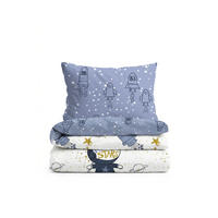 BETTWÄSCHE-GARNITUR Premium Biber Weltraum eisblau, 100x135 cm + 40x60 cm - Hellblau, Textil (100/135cm) - biberna