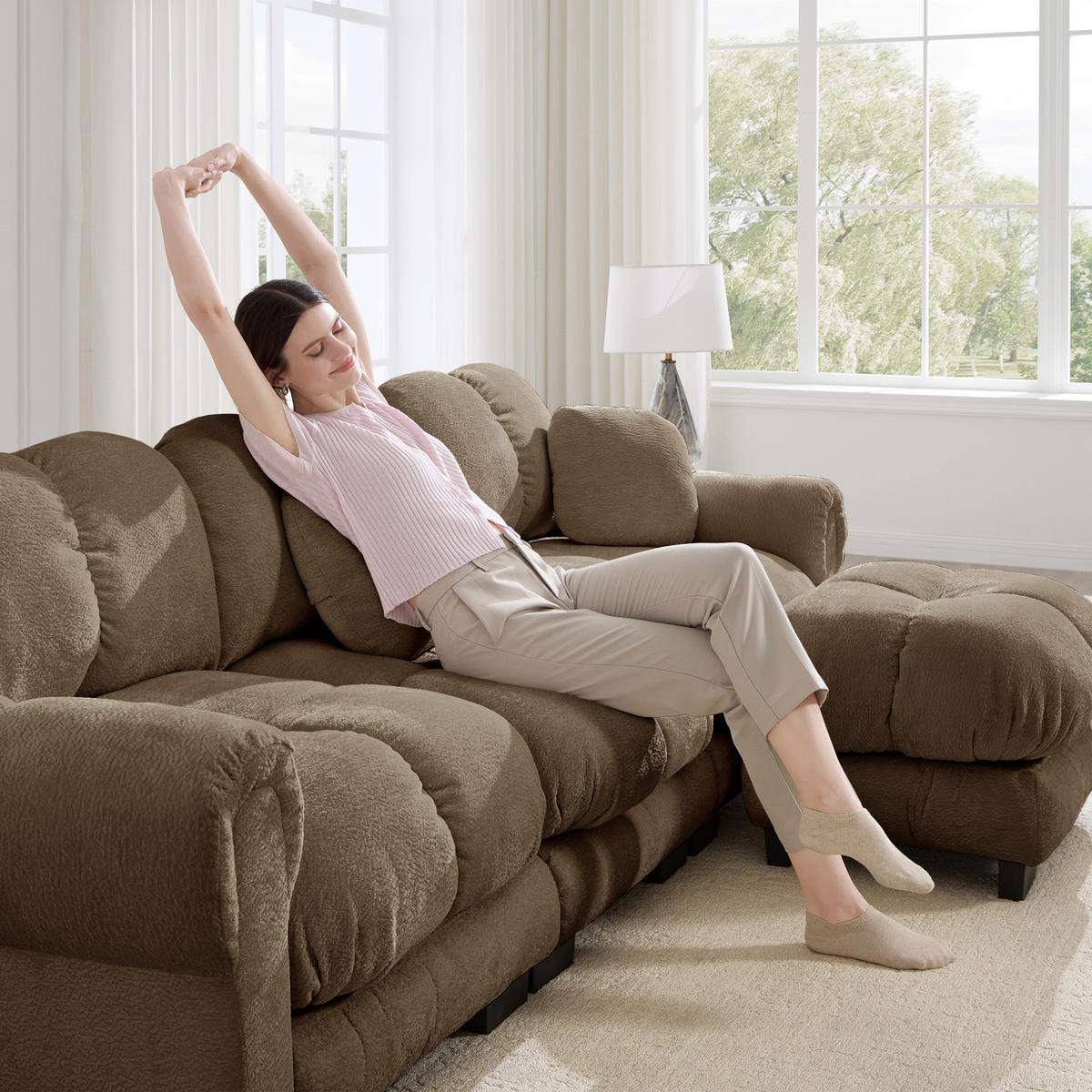 SOFA 2-Sitzer aus Chenille Braun - Braun, Holz (149/90/190.1cm) - Meubliv