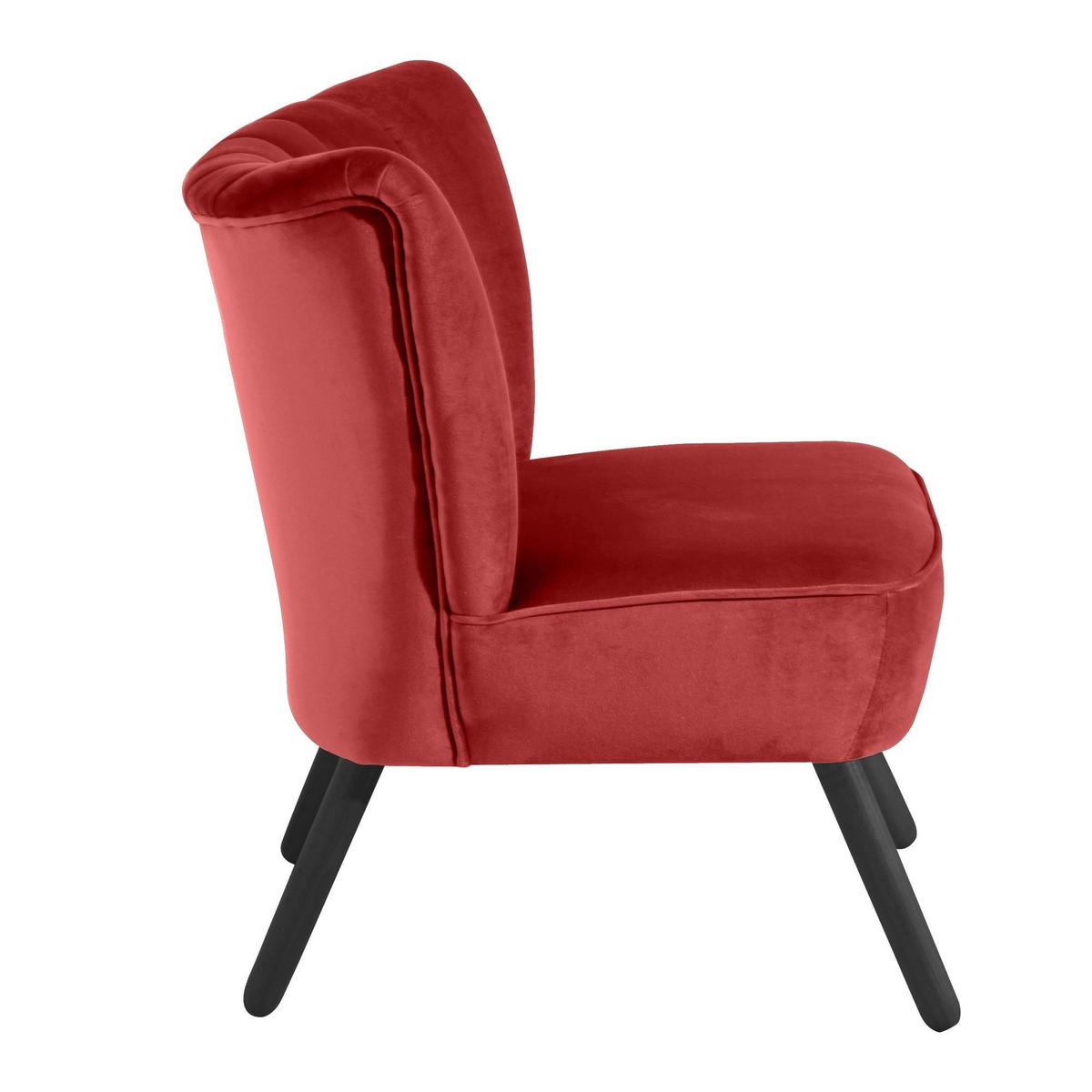 SESSEL Kadisha Bezug Samtvelours Buche schwarz lackiert / ziegel - Rot, Kunststoff (70/80/66cm) - 58aufmkessel