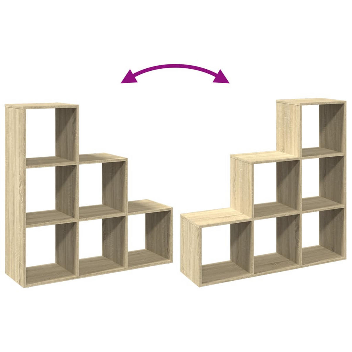 RAUMTEILER-BÜCHERREGAL 3 Etagen Sonoma-Eiche 99/29/99 Cm - Braun, Holzwerkstoff (99/99/29cm) - vidaXL