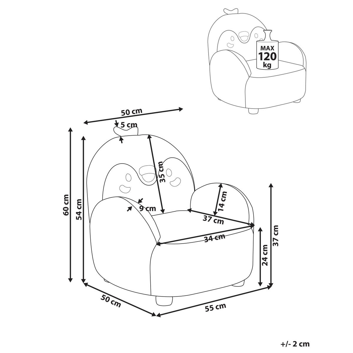 KINDERSESSEL Cremeweiß Fyn - Schwarz/Weiß, Textil (50/60/55cm) - Beliani