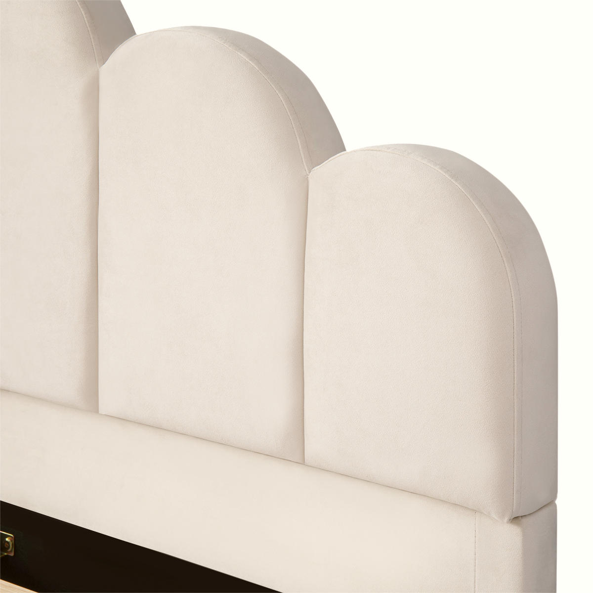 POLSTERBETT 140/200 cm in Beige mit Bettkasten, abgerundeten Ecken und wolkenförmigem Design aus Samt - Beige/Schwarz, Holzwerkstoff/Textil (140/200cm) - STILVORA