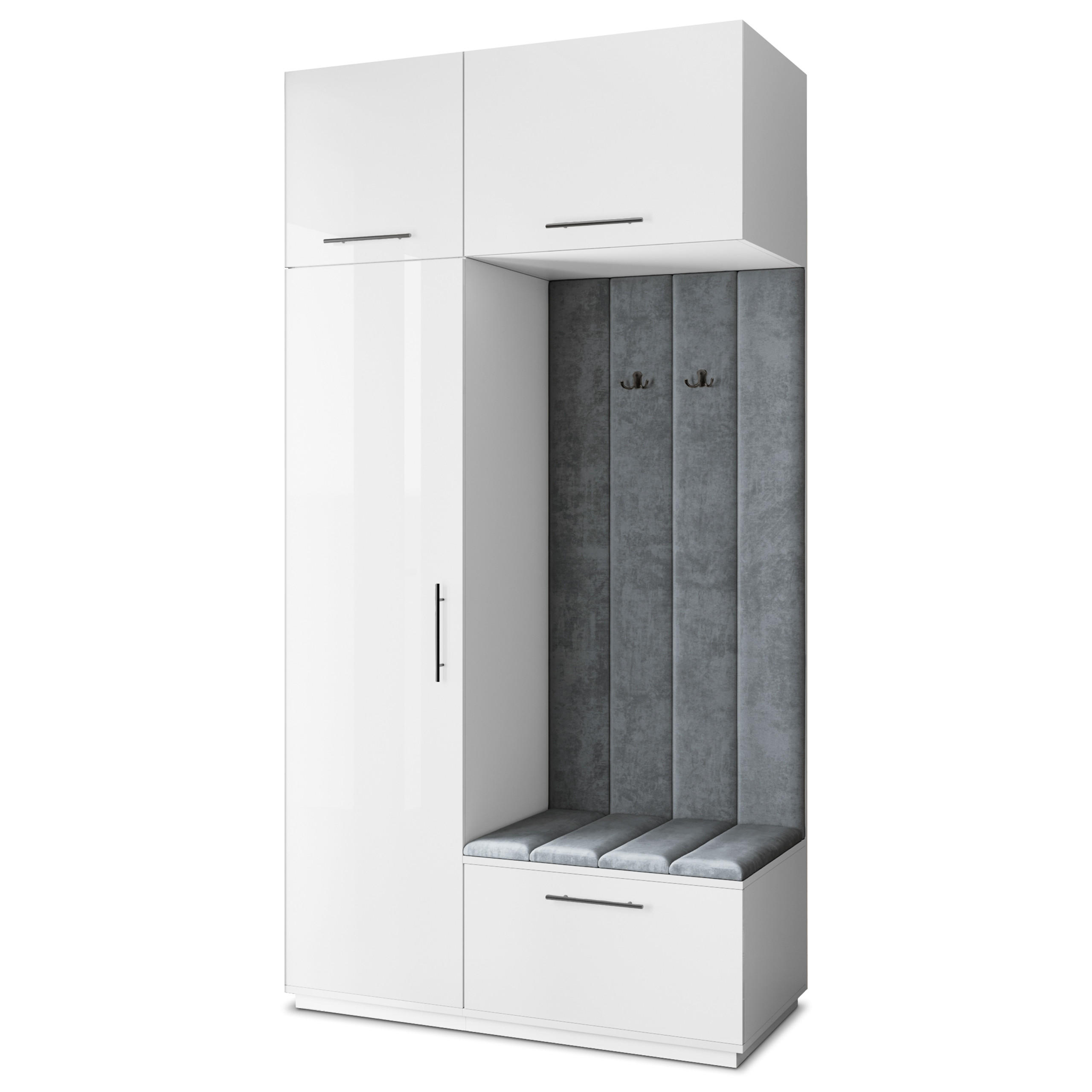 Masseno Garderobenschrank Weiß, Grau 120x240x60 cm