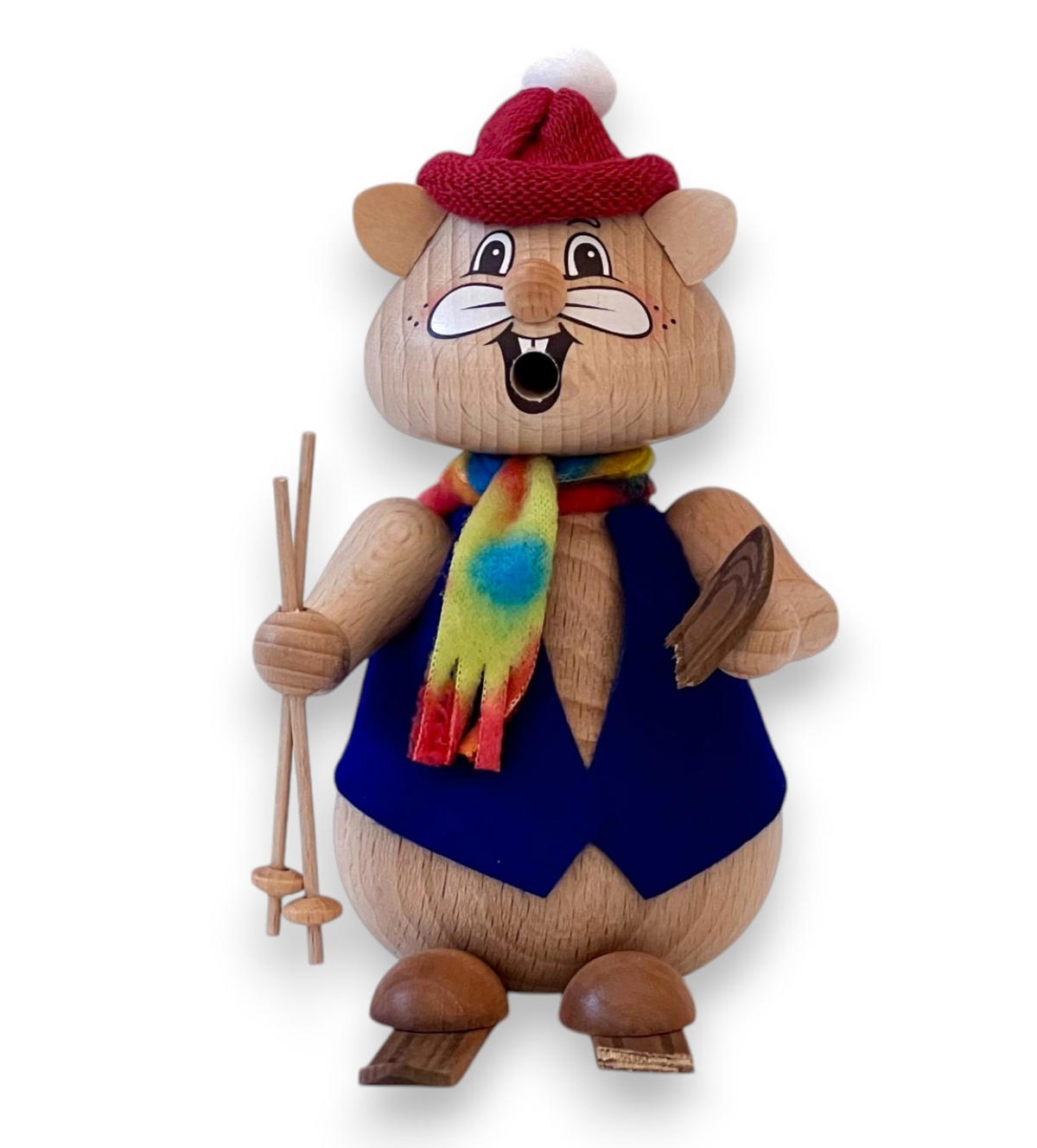 RAUCHFIGUR Hamster Skiunfall 13 cm - Multicolor, Holz (8/13/0.1cm)