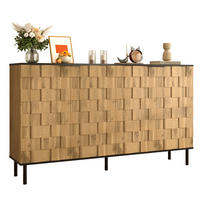 MOSAIC-SIDEBOARD 160/35/80,5 cm in Natur aus Spanplatte mit Metallfüßen - Schwarz/Naturfarben, Holzwerkstoff/Metall (80/91.5/35cm) - CHICFURN