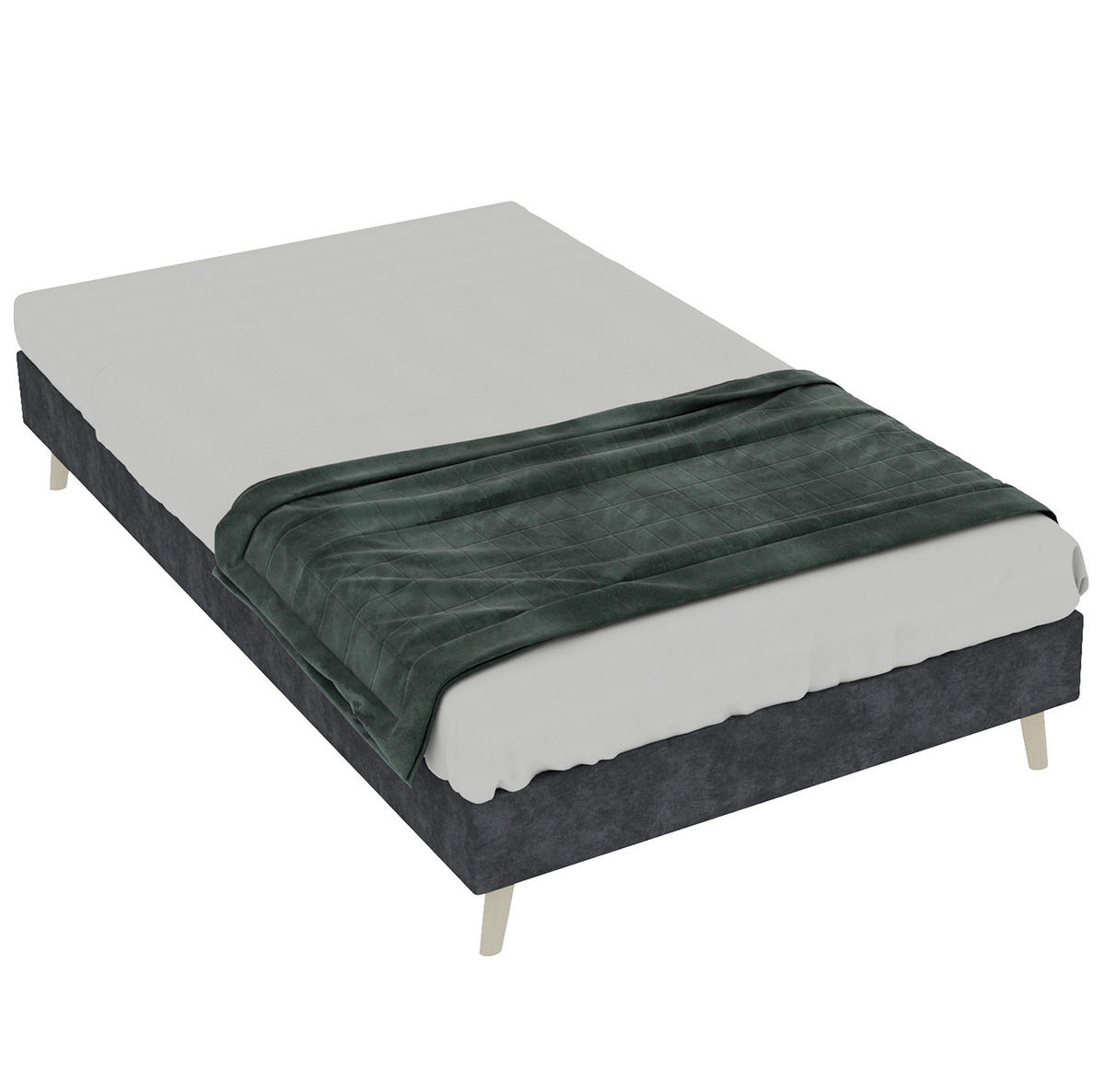 POSTEL 90/200 cm šedá z látky a kovu s pevnou konstrukcí - šedá, textil (90/200cm) - OKWISH