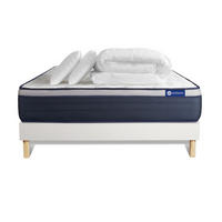 BETT Actiflex max Taschenfederkern und Memory-Schaum 140 x 200 cm h3 - Kit Bettgestell Weiß - Mit Kissen und Bettdecke - Beige/Weiß, Karton/Holz (140/200cm) - ACTISOM
