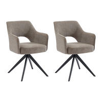 BÜROSTUHL Drehstuhl mit Armlehnen 2er-Set - Stoff & Metall - Taupe - KONYA - Braun, Textil (59/84/58cm) - Vente-Unique