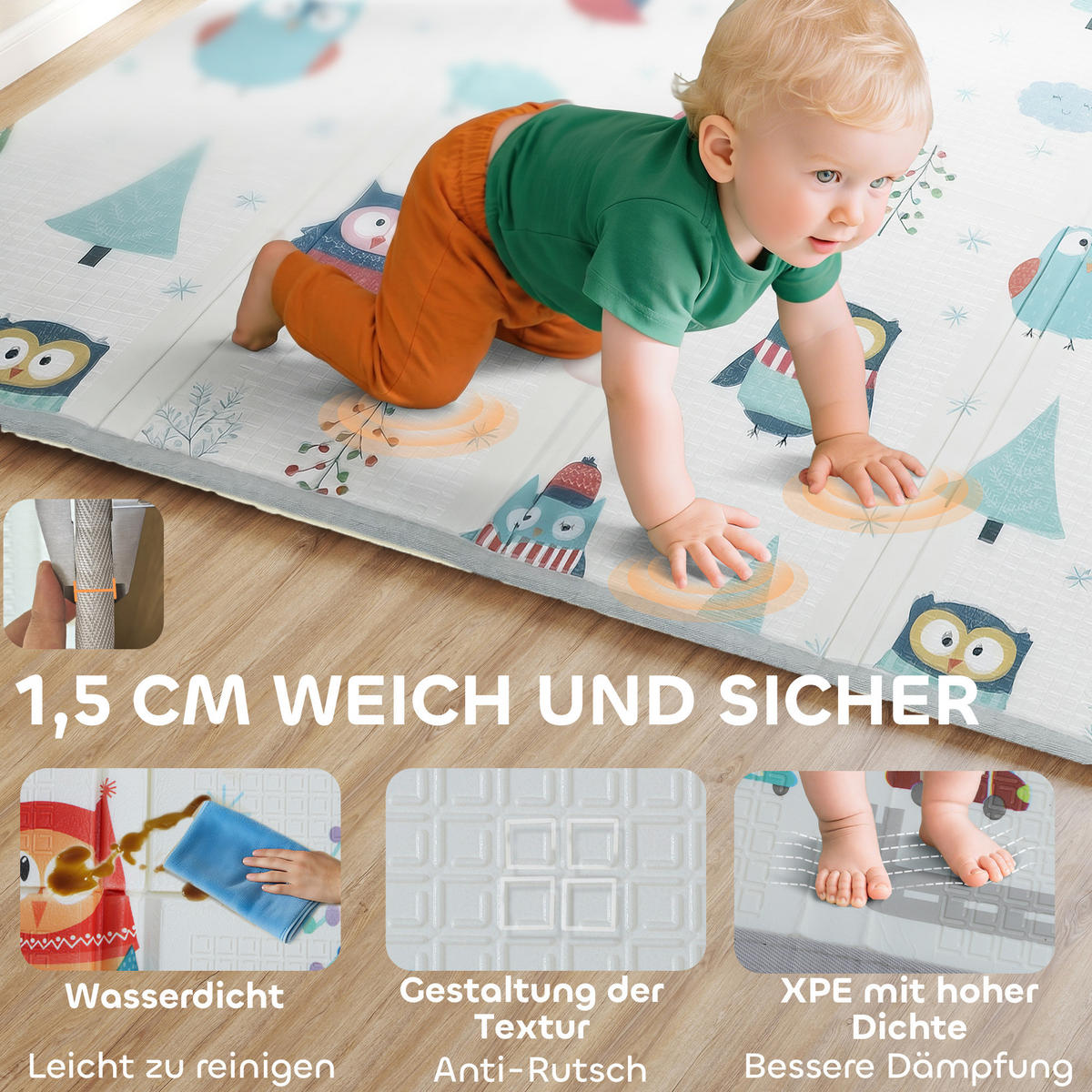 BABY-SPIELMATTE DE-10824 doppelseitig mit Rennwagenmotiven Mehrfarbig - Multicolor, Kunststoff (150/1.5/200cm) - ComfortXL