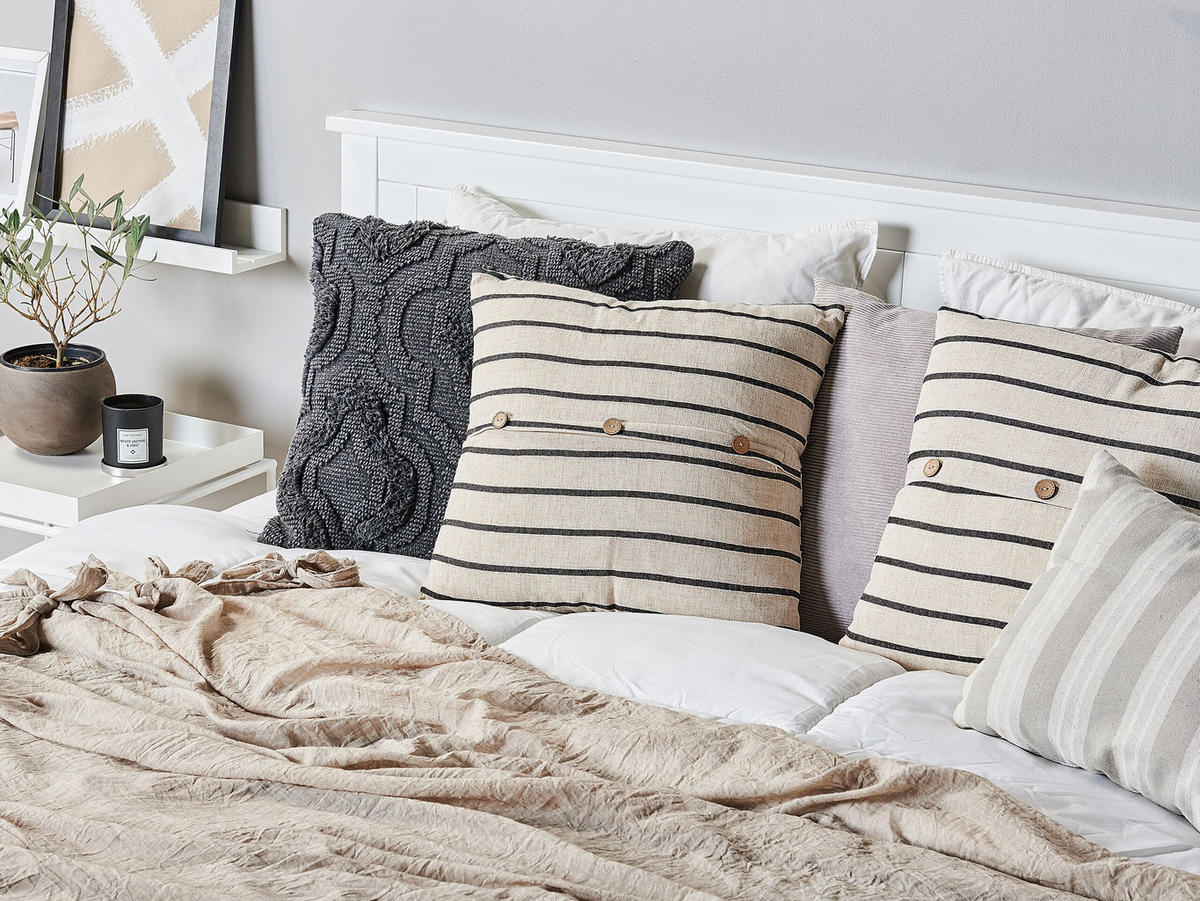 DEKOKISSEN 2er-Set Beige 43/43 cm Cynara - Beige, Naturmaterialien/Textil (43/43cm) - Beliani