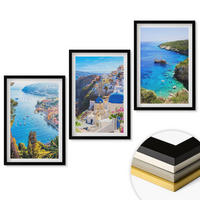 WANDBILDER 3er-Set - 40x60 cm Schwarzer Rahmen - Griechische Ansichten von Santorin Oia - Schwarz, Kunststoff (40/60cm) - ArtPrintCave