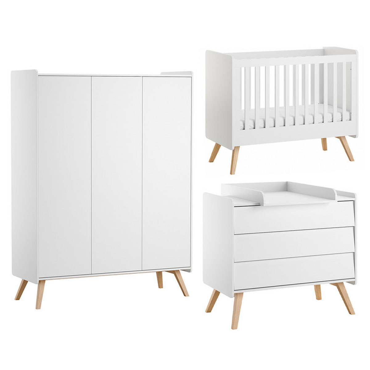 BABYZIMMER 3-teilig Vintage Weiß - Weiß, Holzwerkstoff (125/103/65cm) - Petits-meubles
