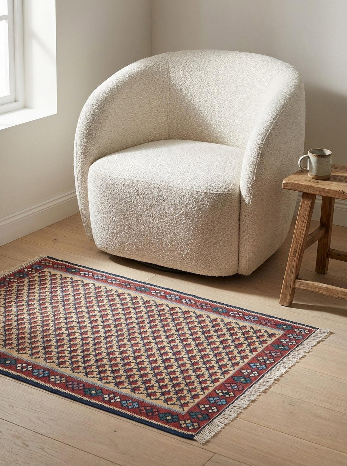 HANDWEBTEPPICH Kelim Senneh Mehrfarbig 146/100 cm Schurwolle - Multicolor, Textil (100/146cm) - Looma