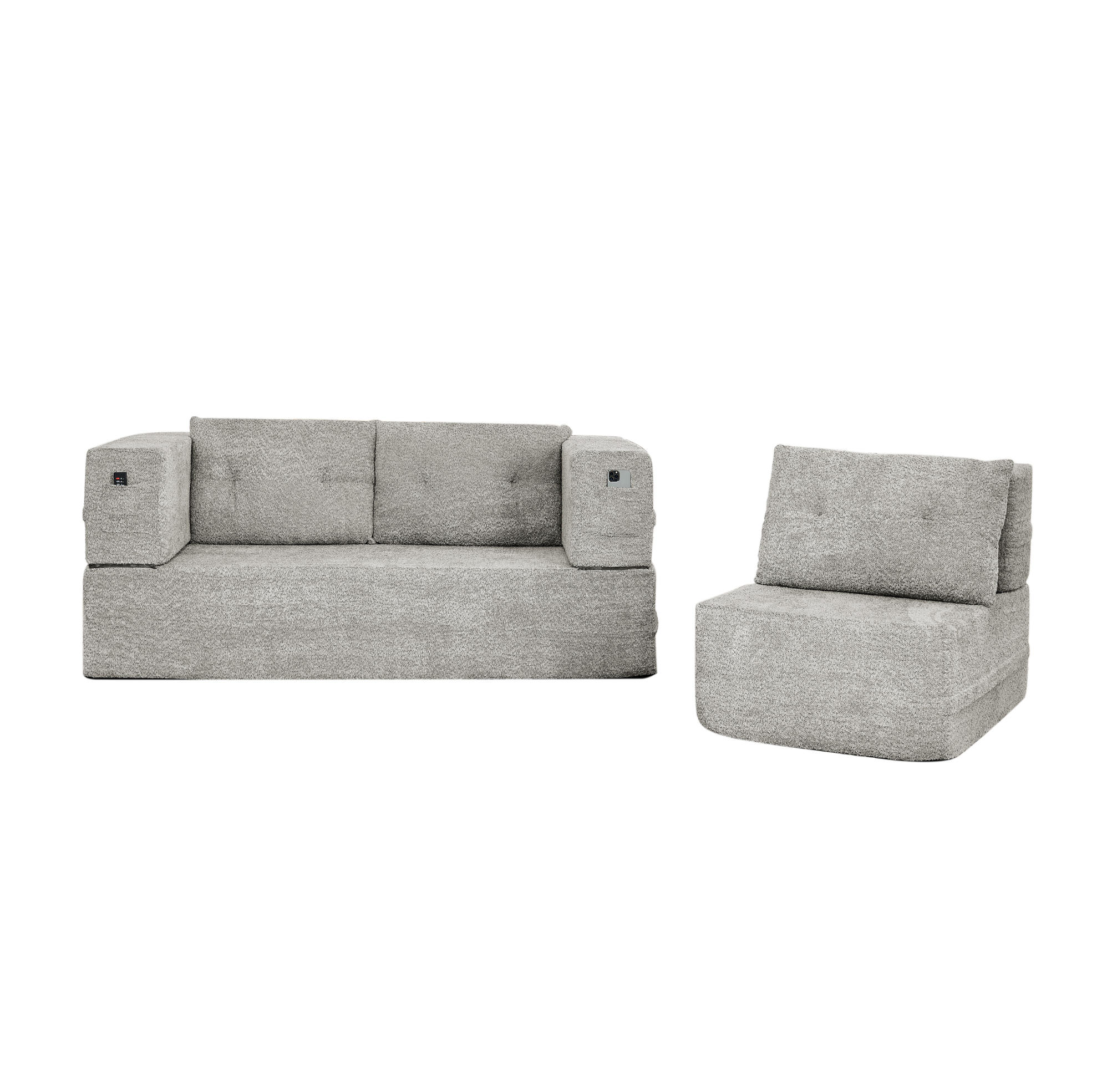 Meubliv Schlafsofa Hellgrau 194x39x199 cm