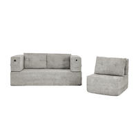 SCHLAFSOFA 2-in-1 mit Sessel Stoff Light Grey 2-tlg. - Hellgrau, Holzwerkstoff (194/39/199cm) - Meubliv