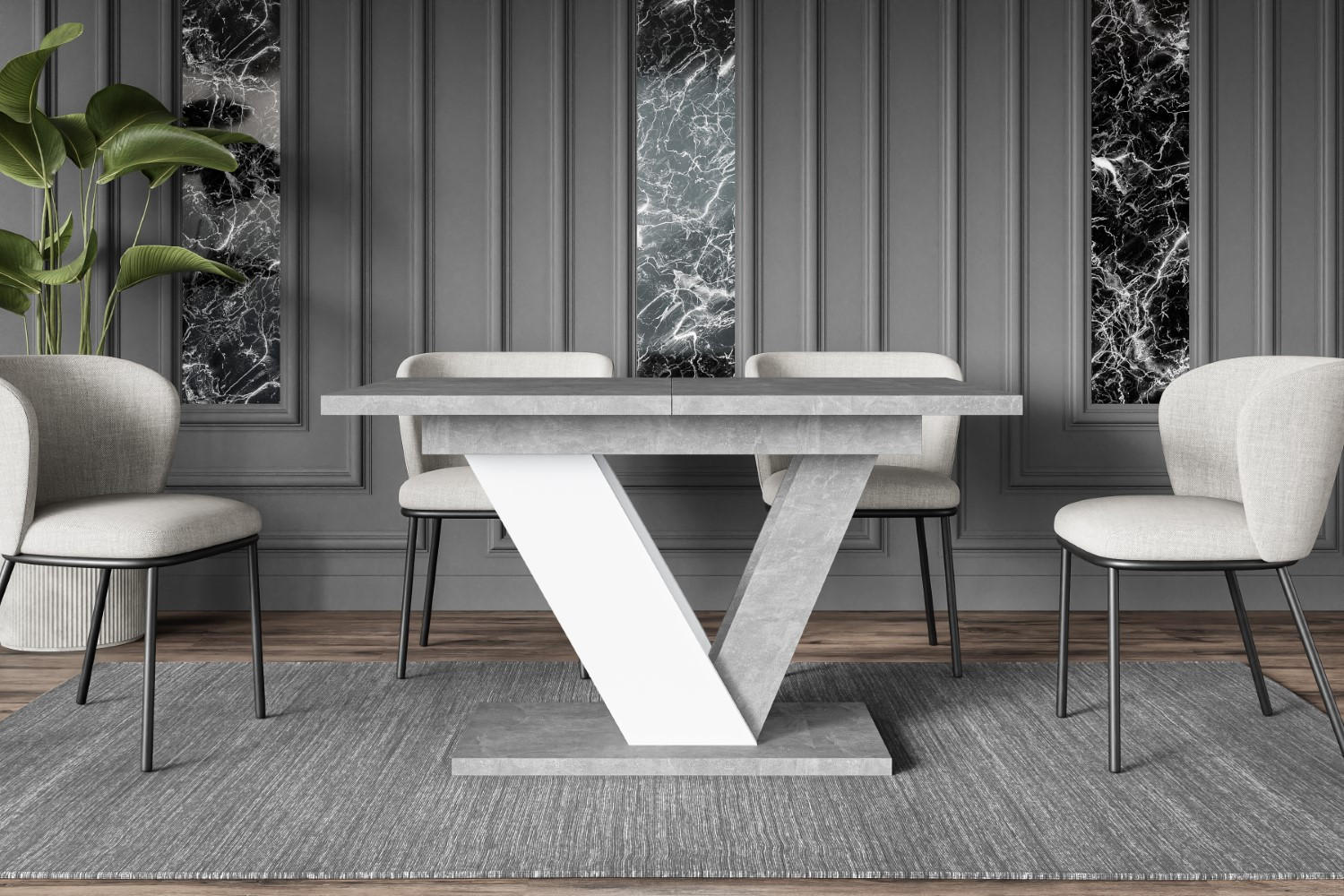 ESSTISCH ausziehbar 120 -160x80x75 cm - Stone / White - CLASI - Weiß/Grau, Holzwerkstoff (120/80/75cm) - ALTDECOR