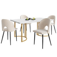 JÍDELNÍ SET MDF 4 Židle Bílý Béžový 140x80cm - béžová, textil (140/75/80cm) - FLIEKS