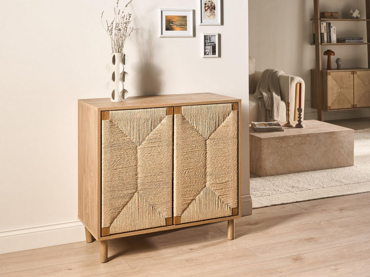 SIDEBOARD mit 2 Türen Hellbraun Bondi - Hellbraun/Braun, Holz/Holzwerkstoff (81/78/40cm) - Beliani