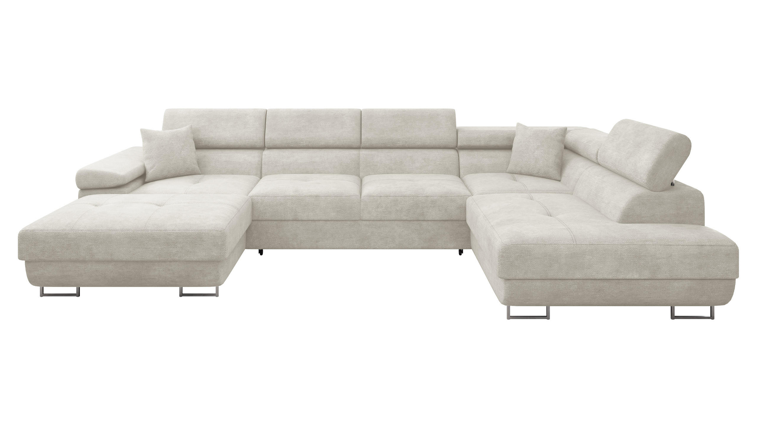 WOHNLANDSCHAFT Torezio Bis, Seite: Rechts - Creme, Holz/Textil (346/90/203cm) - MIRJAN24