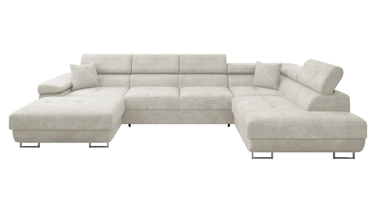 WOHNLANDSCHAFT Torezio Bis, Seite: Rechts - Creme, Holz/Textil (346/90/203cm) - MIRJAN24