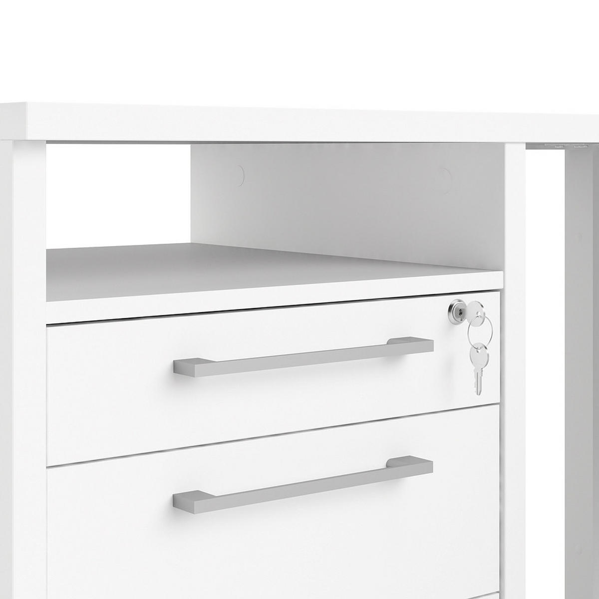 ECKSCHREIBTISCH Weiß - Beige, Holzwerkstoff (151/159/75cm) - ebuy24