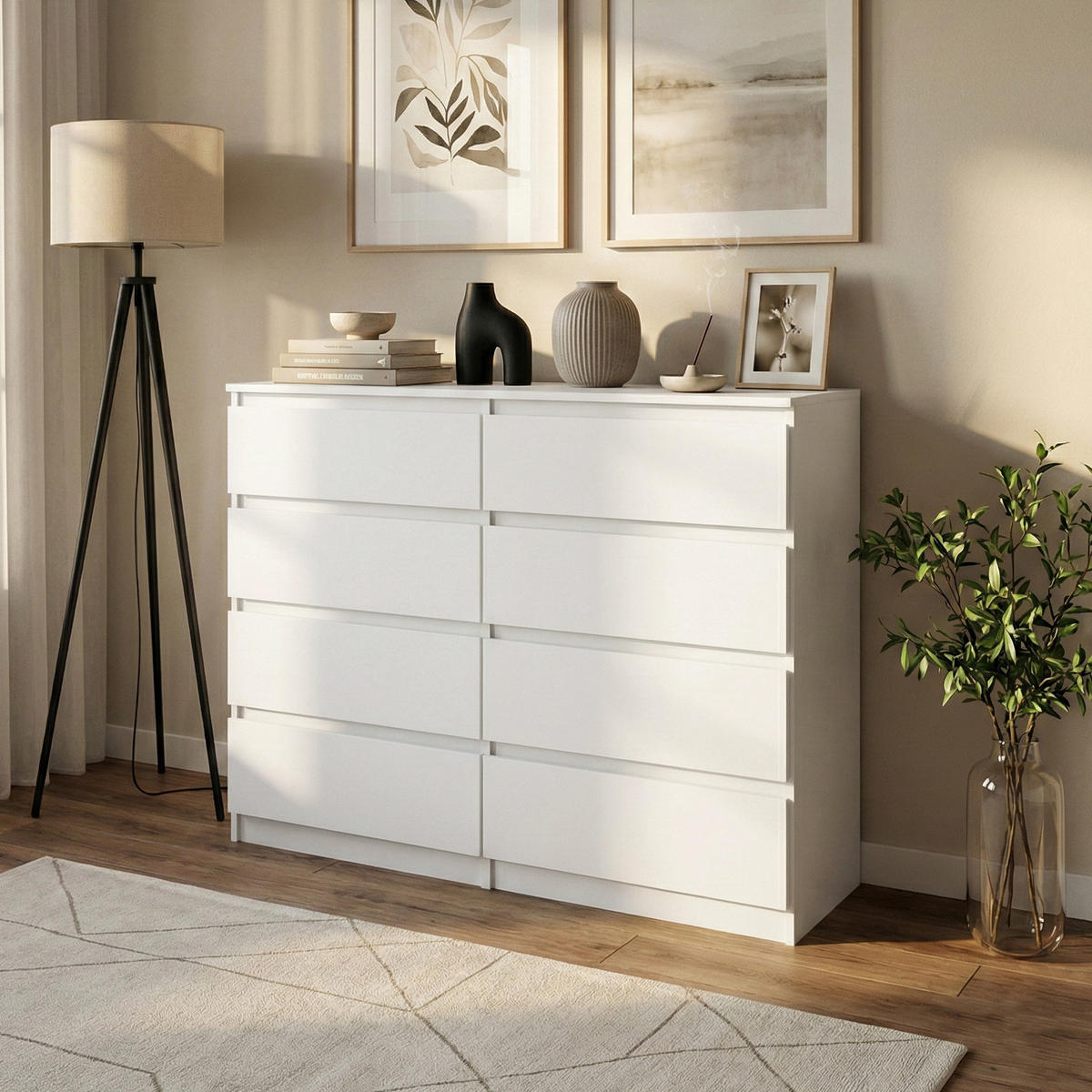 KOMMODE Lemon mit 8 Schubladen, 100 cm, Weiß matt - Weiß, Holzwerkstoff (100/97/40cm) - Beautysofa