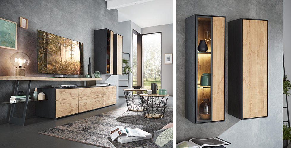 wohnwand holz dunkel, natur pur: holz im wohnzimmer xxxlutz, Design ideen