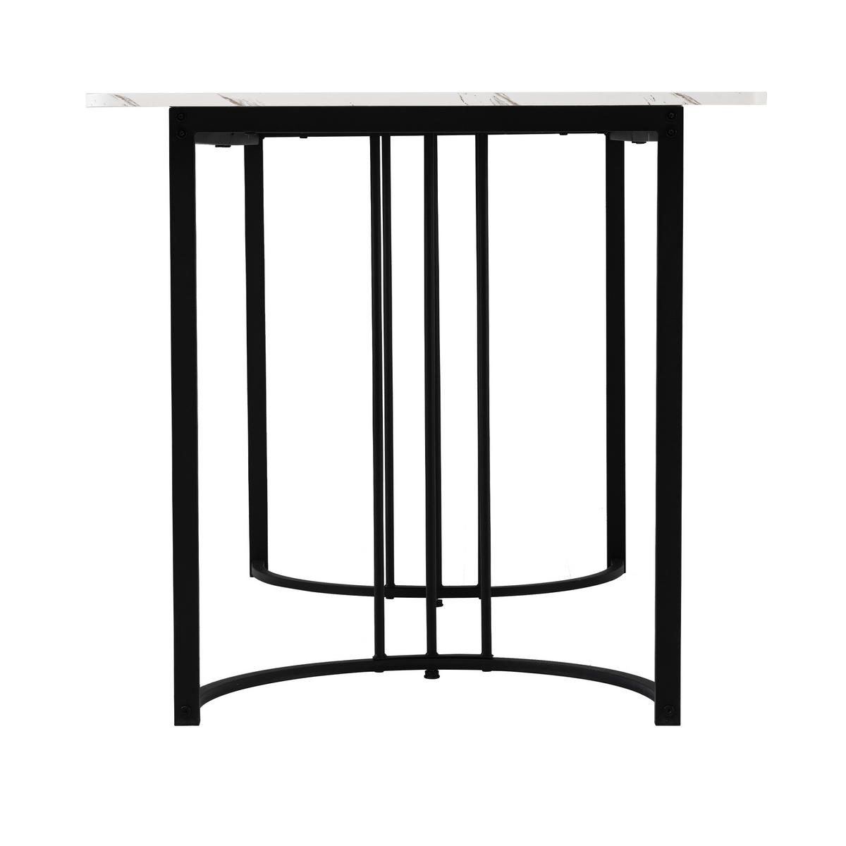 ESSTISCH 140/80/75 cm weiß mit Marmor-Muster und verstellbaren Füßen - Weiß, Holzwerkstoff (140/80/75cm) - OKWISH