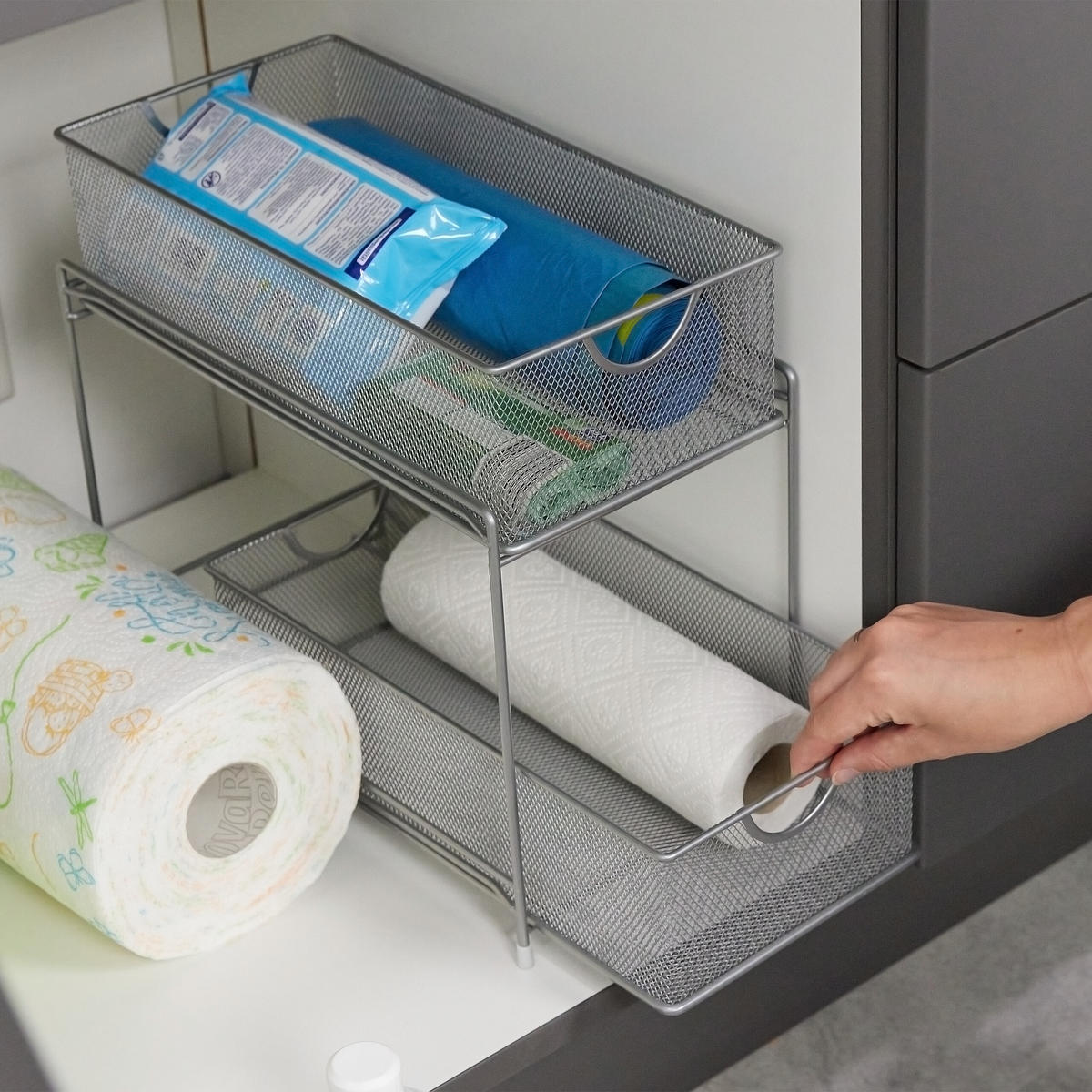 KÜCHENORGANIZER - Schwarz, Kunststoff/Metall (19/32/35.5cm) - Relaxdays