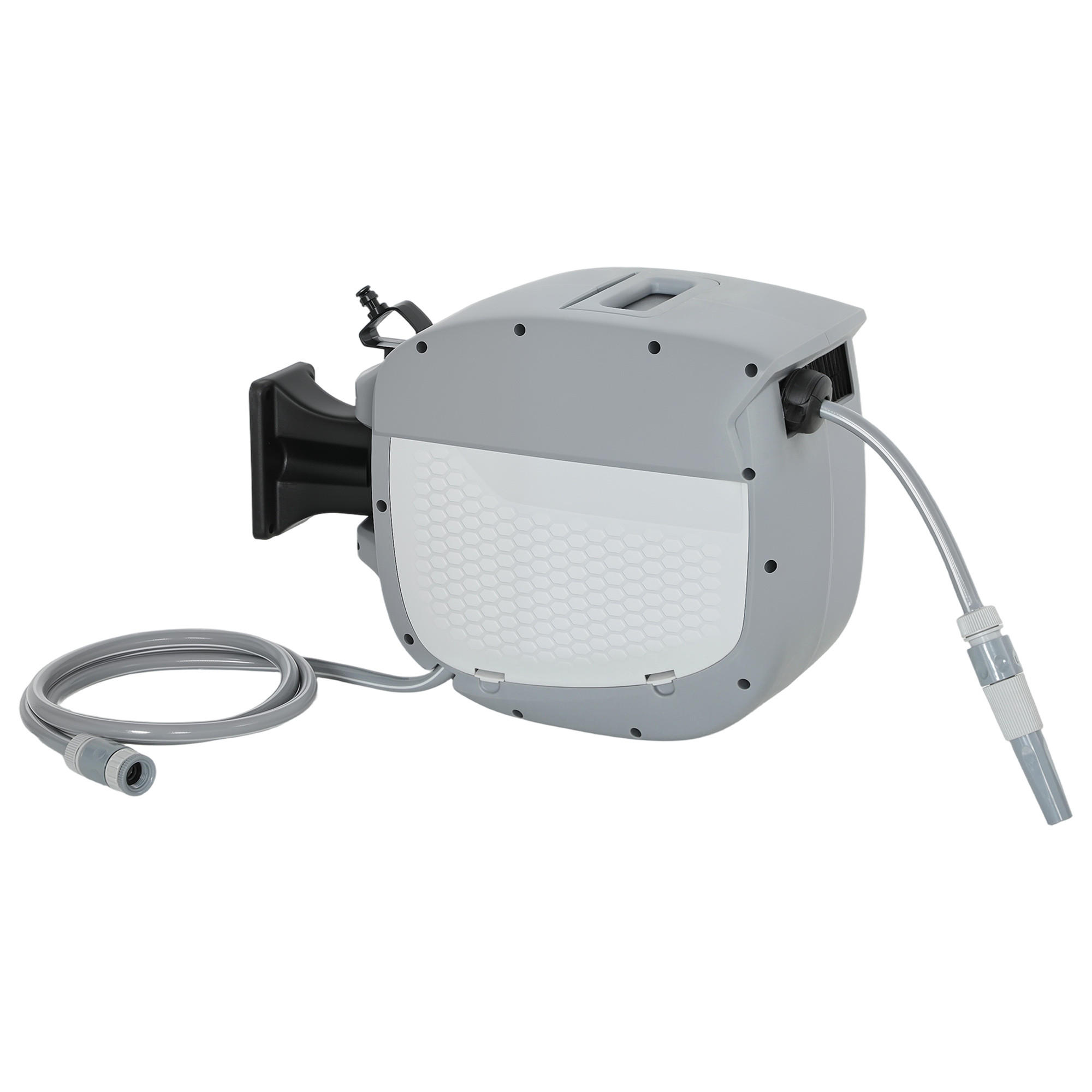 SCHLAUCHAUFROLLER 180° schwenkbar Kunststoff Grau - Grau, Kunststoff (22/35/52cm) - Outsunny