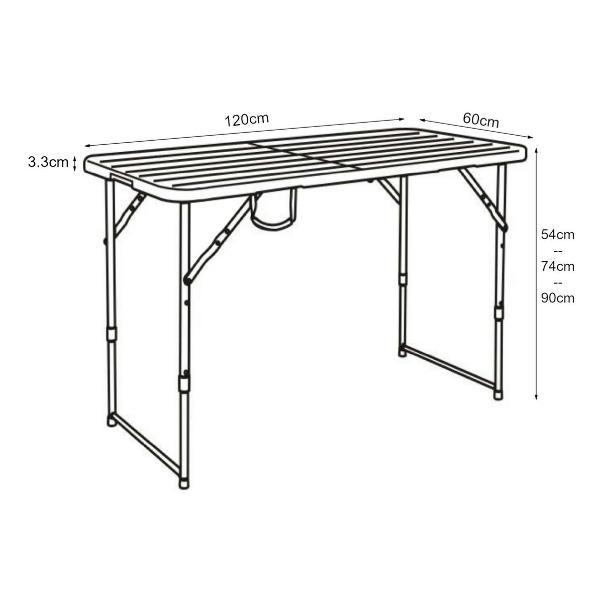 KLAPPTISCH Adelfia - Braun, Kunststoff/Metall (120/60/90cm) - [en.casa]