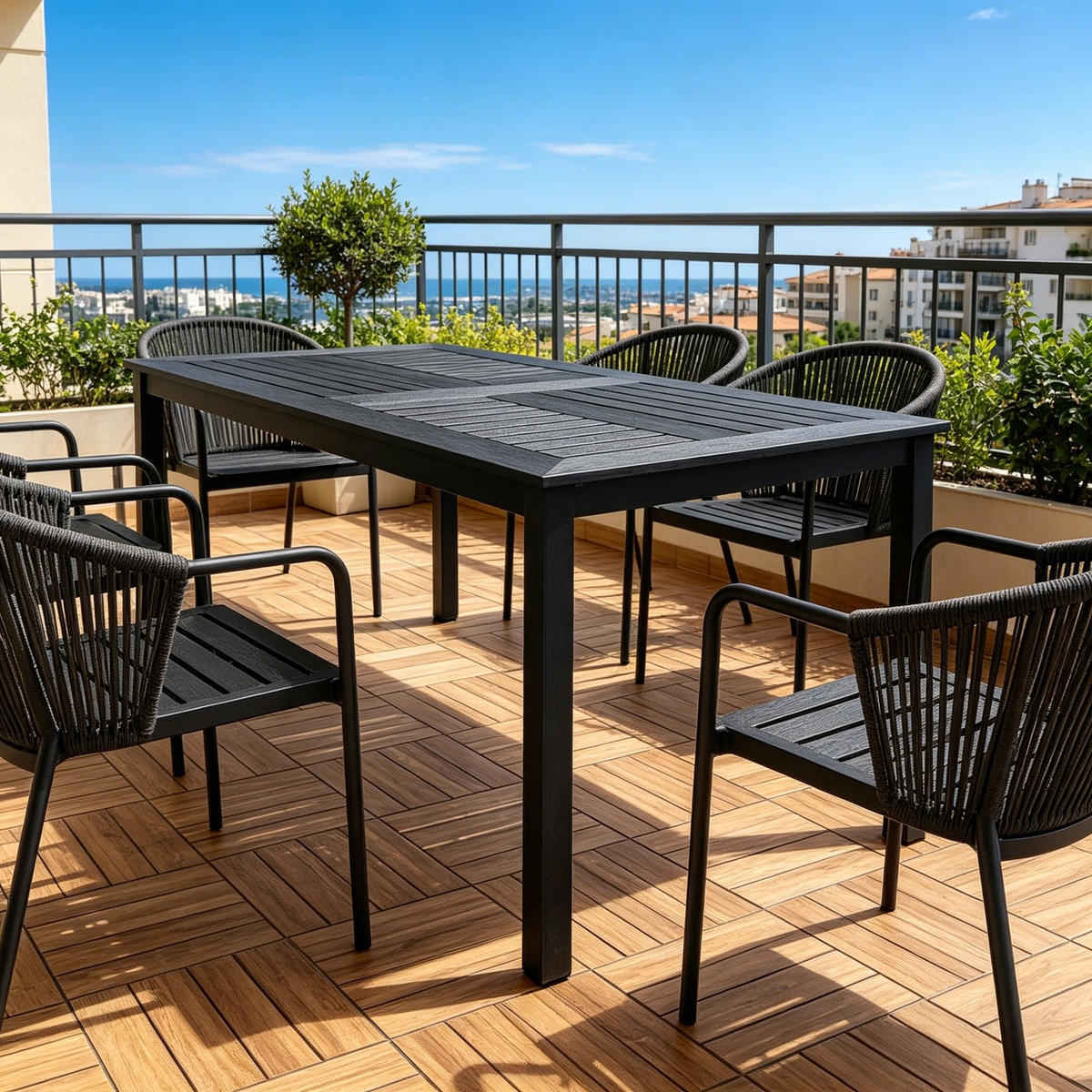 GARDEN ESSTISCH Aluminium Schwarz, Anthrazit - Schwarz, Metall (80/120/73cm) - Authentics