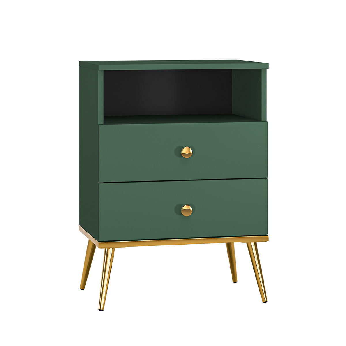 NOČNÍ STOLEK Thalia Zelená - zelená barva, kompozitní dřevo (50/70/34cm) - Petits-meubles